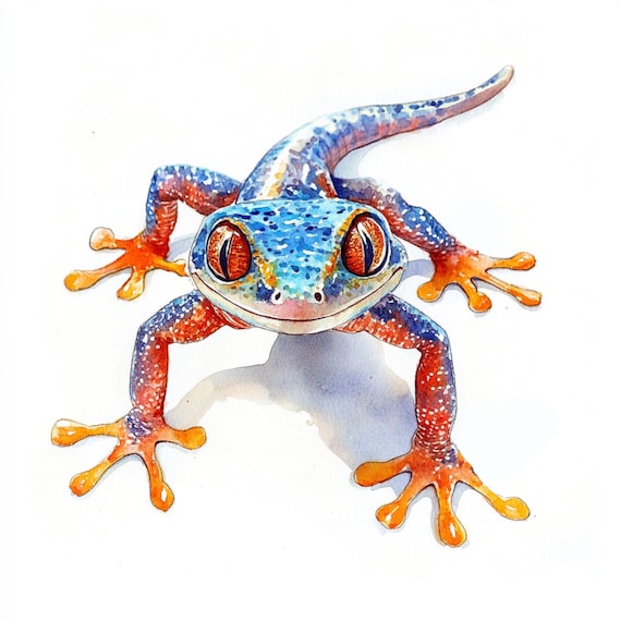 印刷可能なヤモリのクリップアート10点、ヤモリの水彩画、ヤモリの