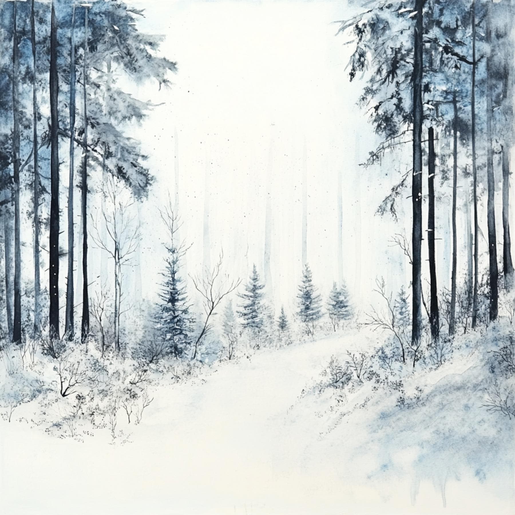 10 Winter Snowy Forest, Watercolor Art, Christmas Decor, Snowy Forest ...