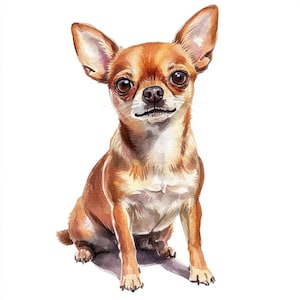 Art imprimable chihuahua, images de chihuahua, aquarelle, clipart mignon, portrait d'animal de compagnie, usage commercial, conception de papier, art de petit chihuahua