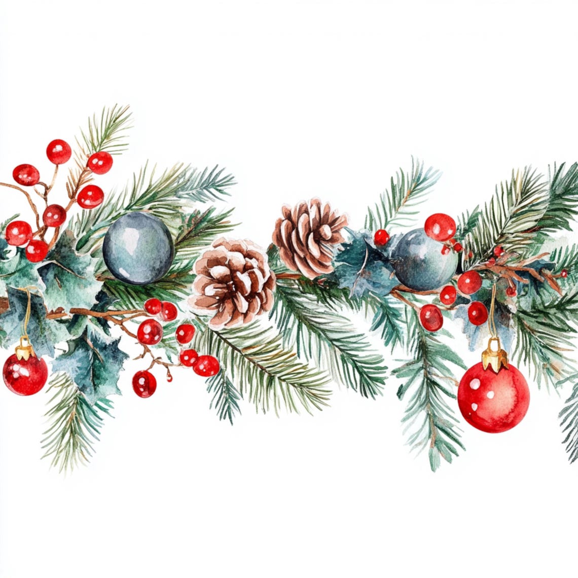Gallery Detail: 10 Printable Scandinavian Christmas Garland Watercolor Style