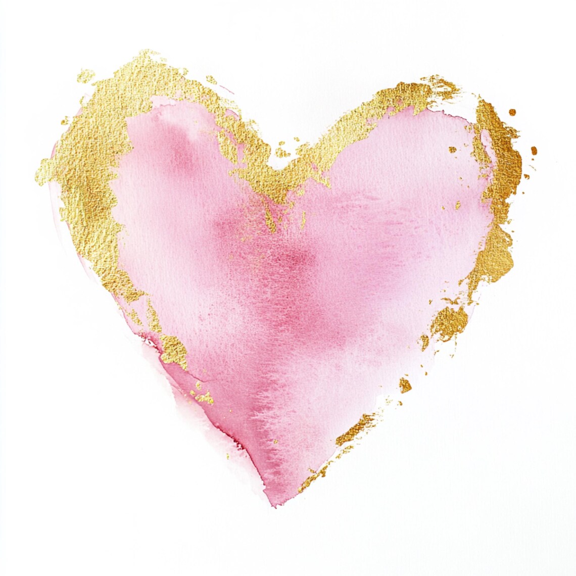 Printable Pink and Gold Heart Frame, Watercolor Rose Gold Hearts, Frame ...