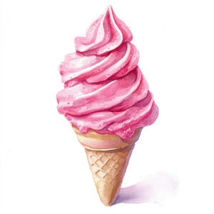 10 Gelato stampabile, gelato acquerello, decorazione artistica del cibo, gelato alla fragola, cibo dolce, biglietto gelato, stampa del gelato