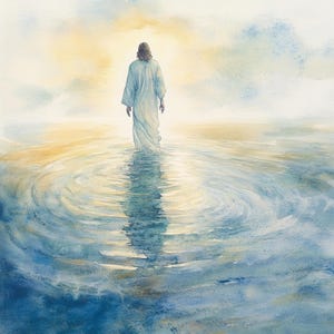 10 imágenes imprimibles de Jesús caminando sobre el agua, impresión de Pascua en acuarela, archivos JPG imprimibles, tarjeta de regalo de Pascua, arte de primavera, imagen de Jesús en acuarela