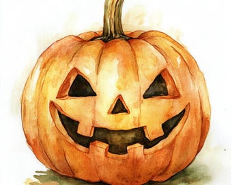 12 cliparts d'Halloween imprimables, aquarelle Jack o' lantern, JPG de haute qualité, téléchargement numérique, scrapbooking, créations en papier, décoration d'automne