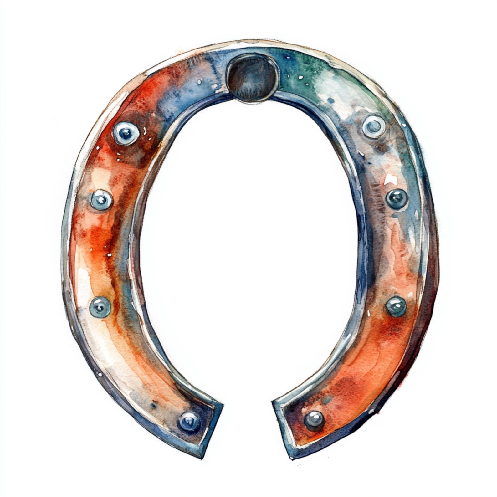 10 Printable Horseshoe, Watercolor Horseshoe, Gold Horseshoe Print
