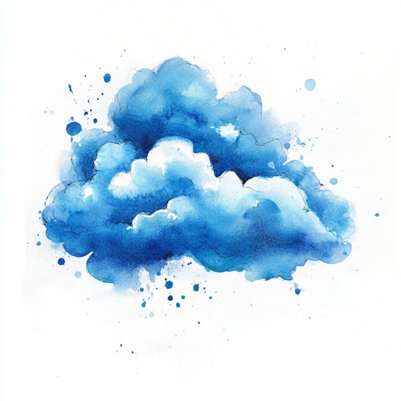 印刷可能な雨雲アート10点、水彩画の雲、漫画風雲のクリップアート