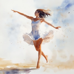 10 oeuvres d'art aquarelle danseuse, femme dansante imprimable, clipart belle fille, clipart aquarelle, fichiers JPG de haute qualité, téléchargement numérique