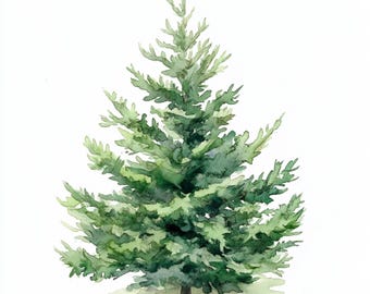 Christmas tree, watercolor style, Christmas Tree Clipart, 10 Clip Art, Printable JPGs, Instant Download, Commercial Use, Paper craft