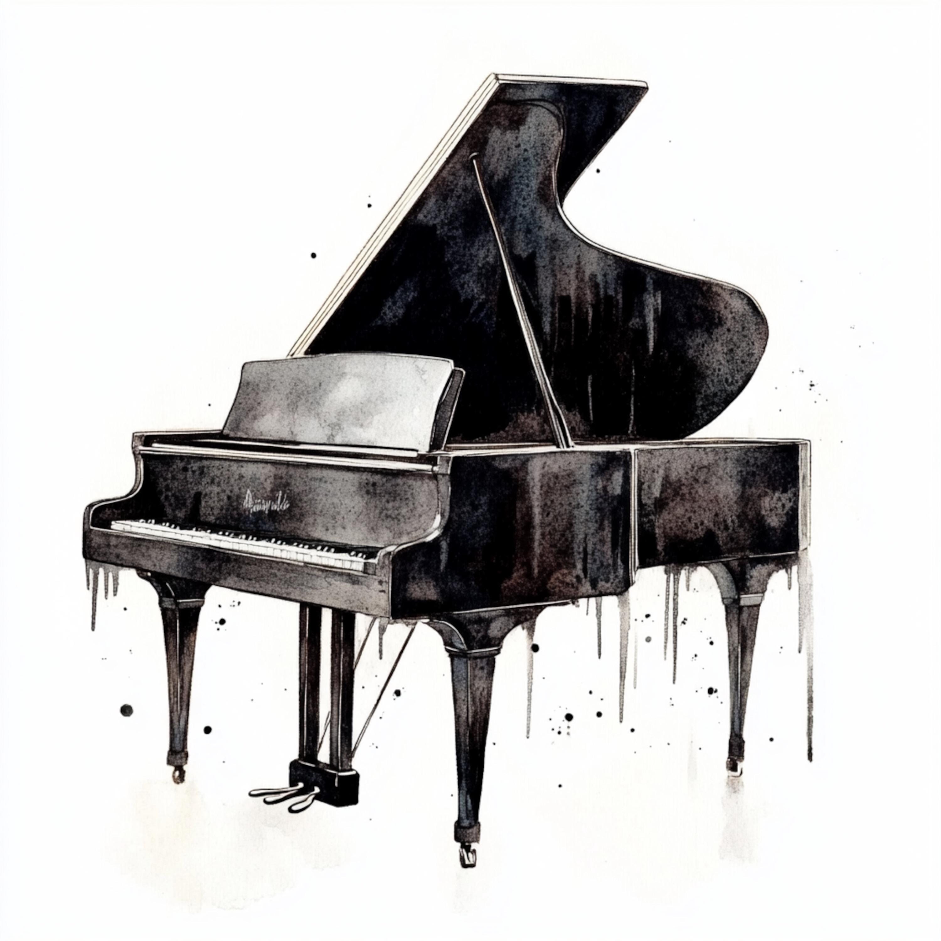 10 Printable Piano Clipart, Grand Piano Watercolor, Education Clip Art ...