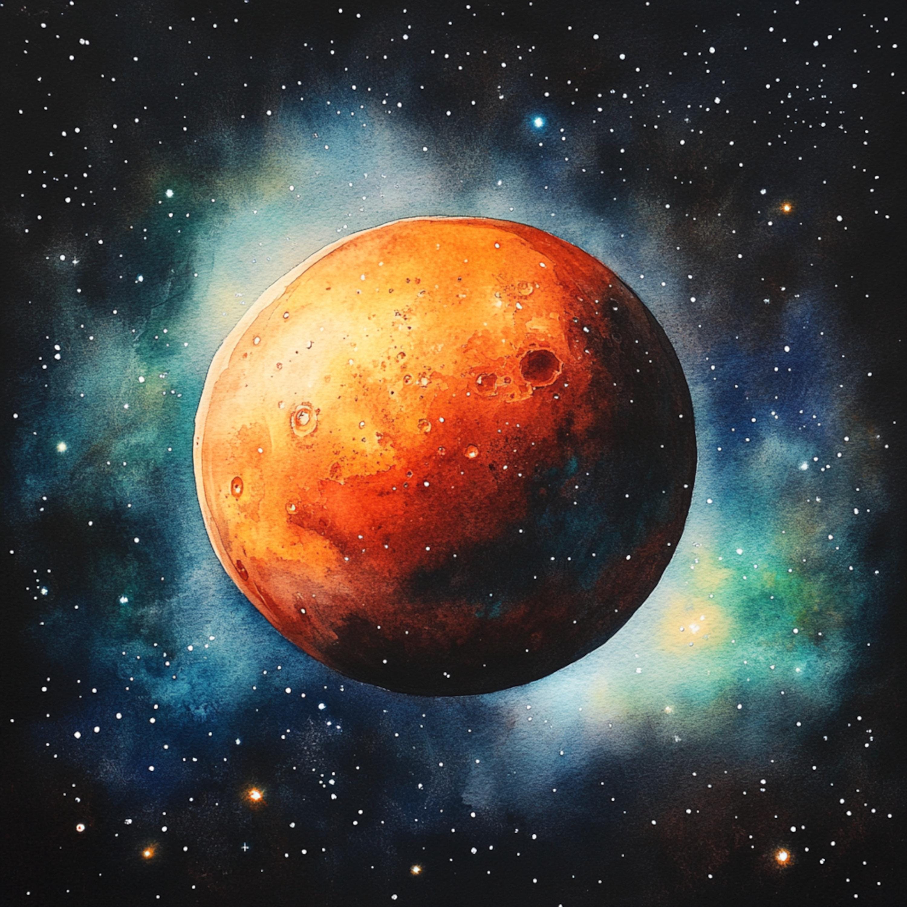 10 Printable Mars Art, Watercolor Mars, Mars Planet Clipart, Printable ...