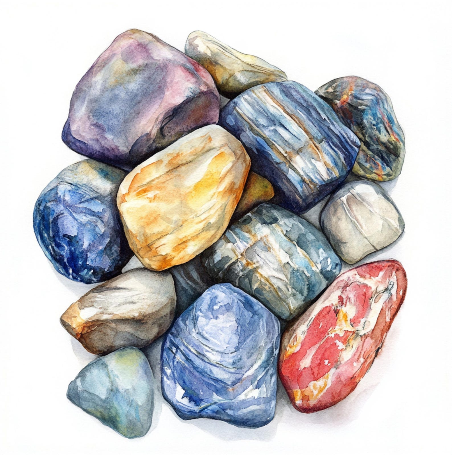 10 Printable Rocks, Stones Watercolor, Bunch on Stones Clip Art ...