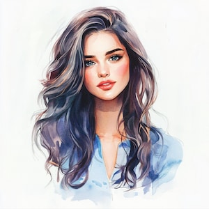 10 acquerelli stampabili, belle ragazze, giovani donne, ragazze affascinanti, clipart ad acquerello, JPG di alta qualità, download digitale, ragazza innamorata