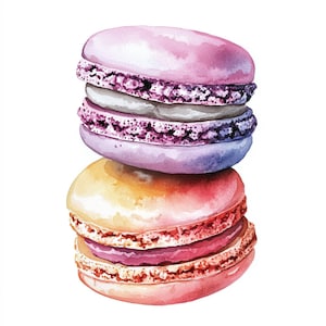 10 Druckbare Macarons, Macarons, Wasserfarben Kekse, Sofort Download, Aquarell Kekse, Colorfool Macarons