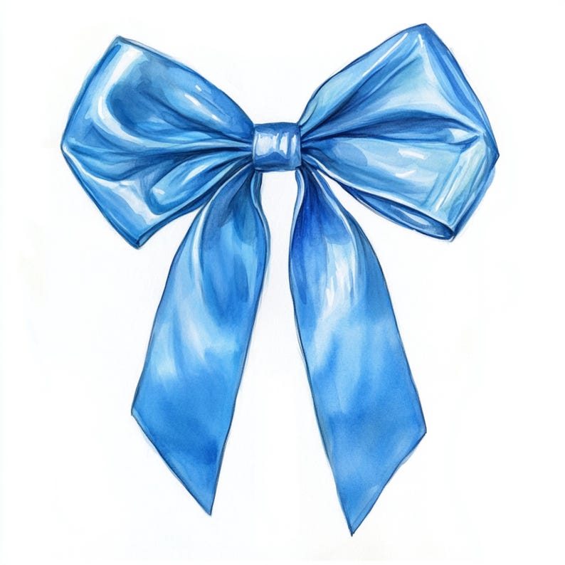 Clipart di fiocchi blu acquerellati PNG, decorazioni per baby shower e feste di compleanno, fiocchi di nastro dipinti a mano, design per feste in asilo nido - Italia