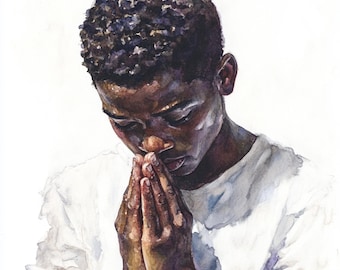 10 Black Man Praying, Black Man Faith,beautiful afro boy clipart, Watercolor clipart, church man watercolor, motivational african american