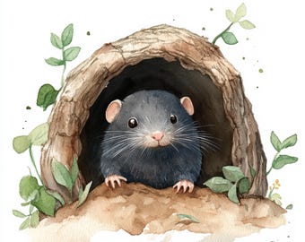 Clipart di talpe carine stampabili, arte acquerello di talpe, JPG stampabile, talpe dei cartoni animati, uso commerciale, arte di talpe, stampa di talpe neonate