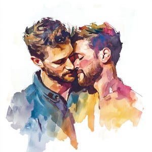 Arte imprimible sobre el amor de los hombres, arte LGBTQ+, arte de interés gay, arte de amor gay, creación de regalos de amor, descarga digital, manualidades de papel, impresión romántica gay