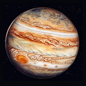 Art imprimable de Jupiter, aquarelle de Jupiter, 10 cliparts planète, JPG imprimable, Jupiter dans l'espace, impression Jupiter, haute qualité, téléchargement numérique