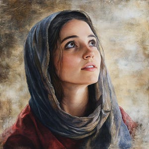 Donna biblica stampabile, stampa pasquale ad acquerello, Maria biblica, buono regalo di Pasqua, Clipart della Vergine Maria, Madre Maria, donna biblica