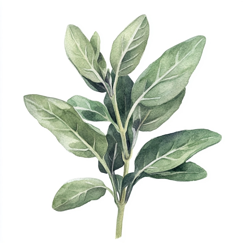 10 Printable Sage Herb, Watercolor Images, Sage Clip Art, Printable