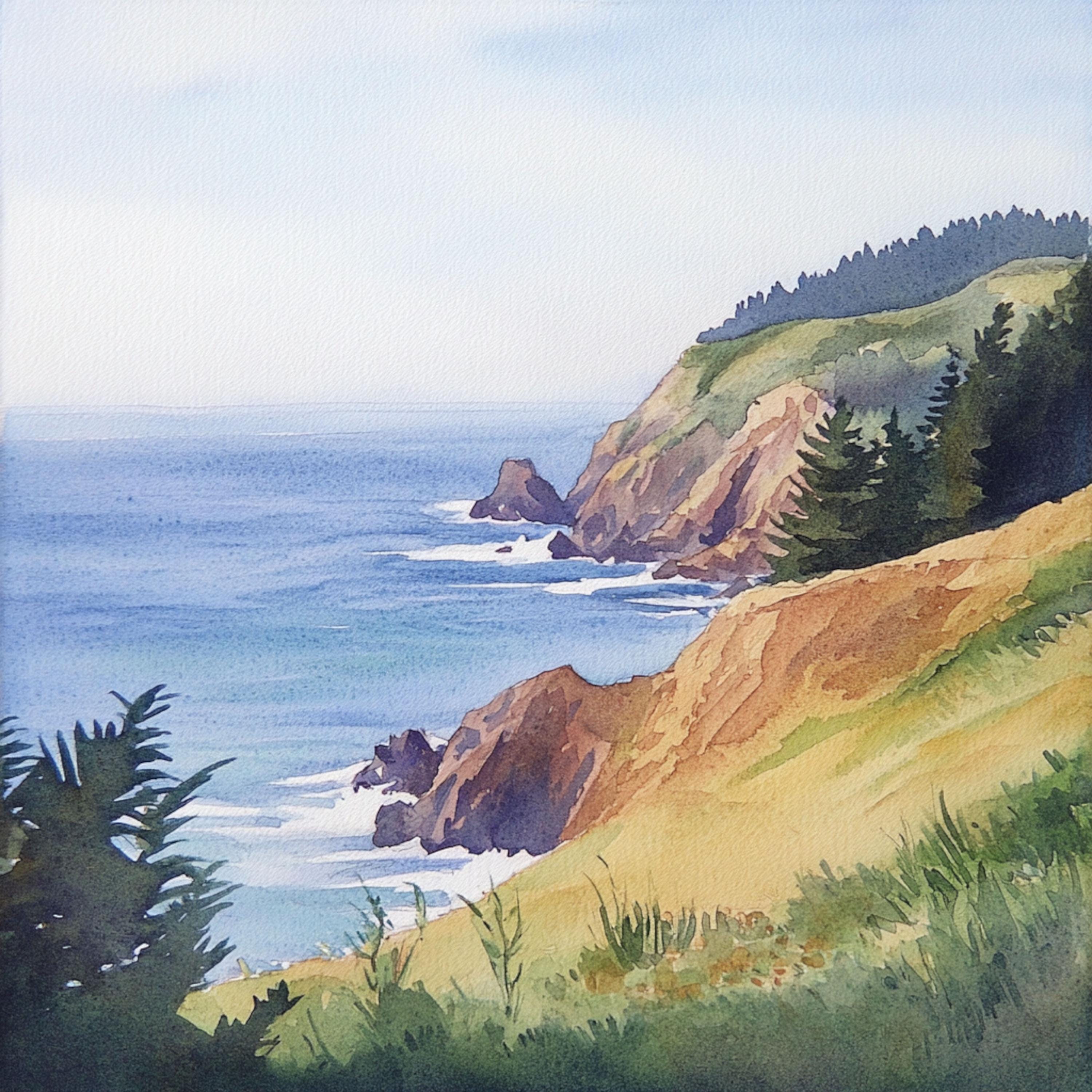 印刷可能な北カリフォルニア海岸の風景画10点、海岸の風景画、水彩