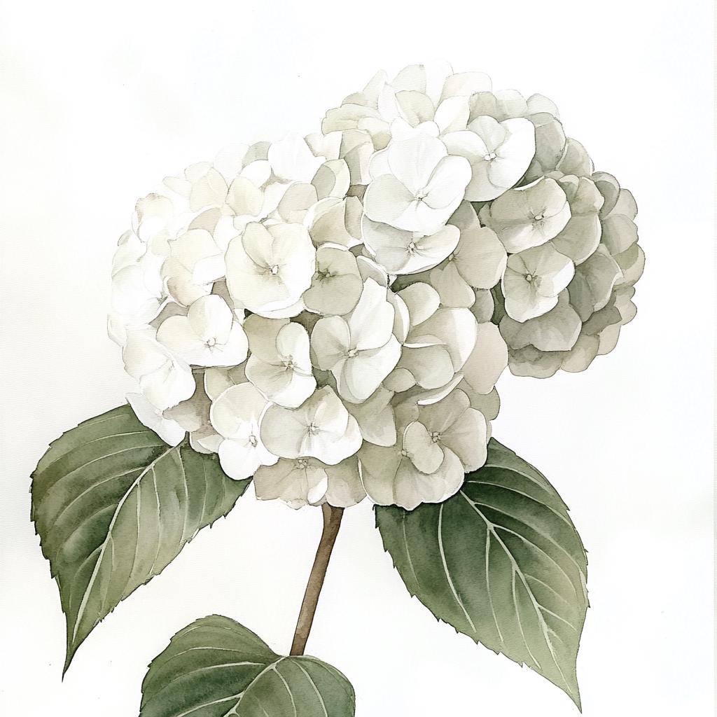 10 Printable Hydrangea Flower, White Flower, Housewarming Gift Art ...