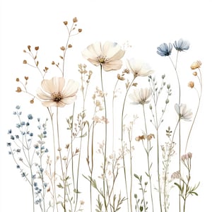 10 fleurs sauvages délicates imprimables, aquarelles de fleurs délicates, clipart botanique de fleurs sauvages, conception de fleurs de prairie, conception de carte de mariage