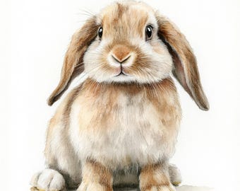 10 cliparts lapin mignon imprimable, aquarelle, lapin minilop, animal de la ferme, animal domestique, usage commercial, black highland, art lapin