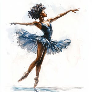 Aquarela menina negra Bailarina, Linda menina negra, Dançarina negra, Fabricação de cartões de areia, Bailarina negra, Dança de balé