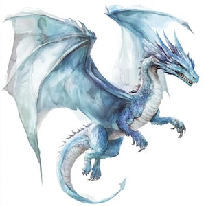 10 Printable majestic dragon, dragon on the air, Fantasy Dragon Clipart, Dragon watercolor art, Fairy creature, Dragon art, Abstract Dragon