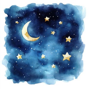 10 stampe di stelle notturne, cielo notturno di stelle ad acquerello, clipart di stelle notturne dei cartoni animati, stampa di stelle notturne, lavoretti di carta