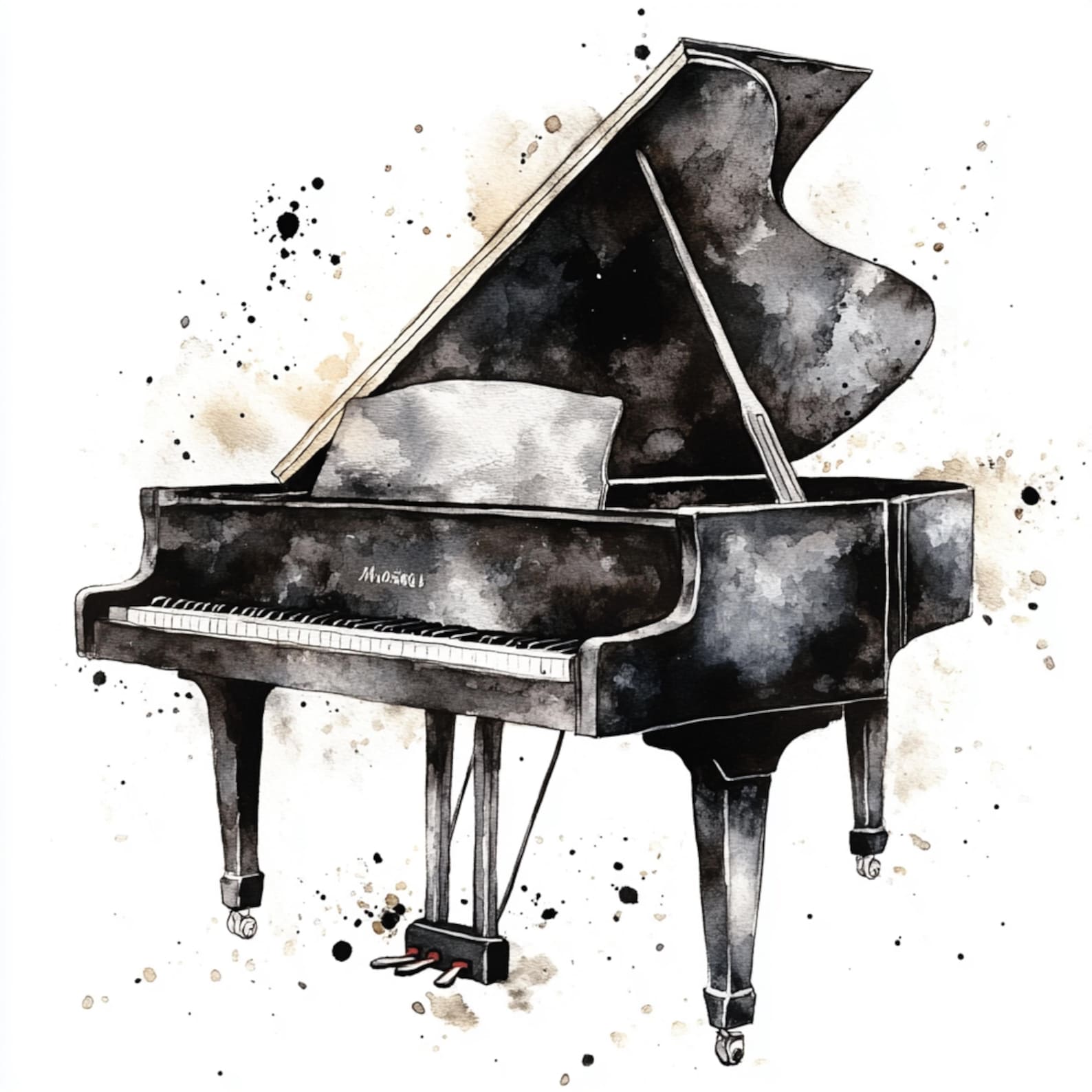 10 Printable Piano Clipart, Grand Piano Watercolor, Education Clip Art ...