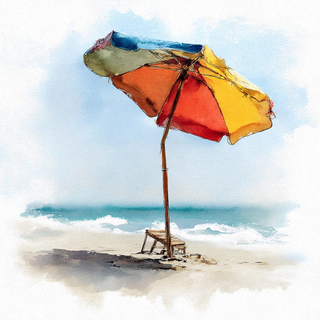 10 Printable Umbrela, Beach Umbrella Art, Sun Protect Umbrella