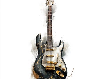 10 Printable Rock Guitar, Guitar Watercolor, Education Clip Art