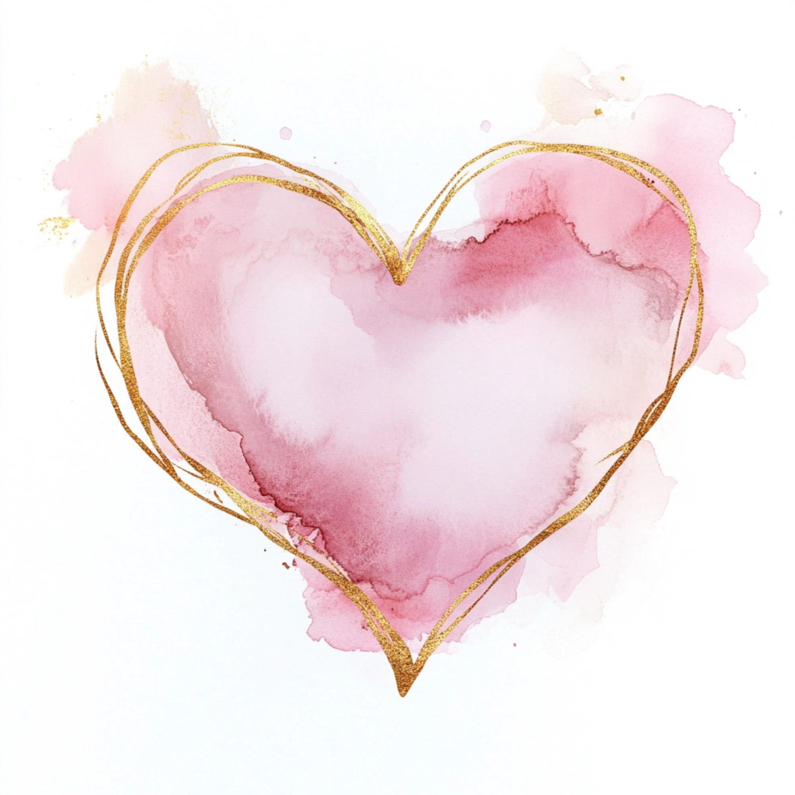 Printable Pink and Gold Heart Frame, Watercolor Rose Gold Hearts, Frame ...