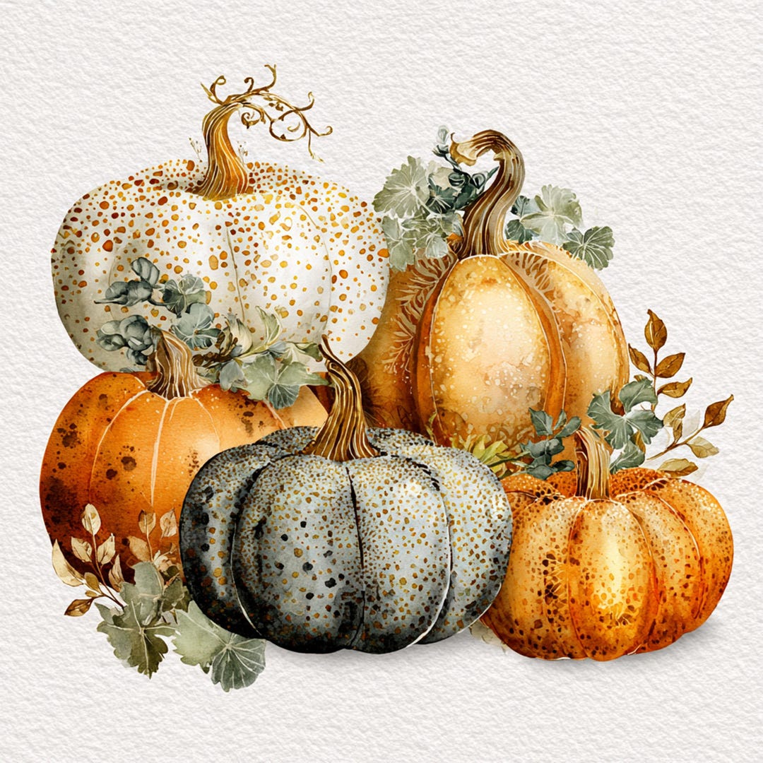 10 Printable Abstract Pumpkins, Whimsical Pumpkins, Orange Autumn Decor ...