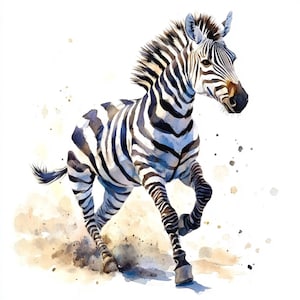 10 Zebra stampabili, bellissimi animali selvatici che corrono ClipArt di Zebra, JPG stampabili, animali selvatici, uso commerciale, design su carta