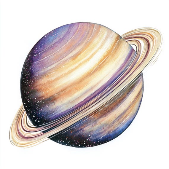 印刷可能な土星のアート10点、水彩画の土星、惑星のクリップアート