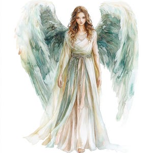 10 imágenes de niña ángel de acuarela para imprimir, ángel joven, hermosa niña ángel, imágenes prediseñadas de acuarela, archivos JPG de alta calidad, descarga digital, creación de tarjetas