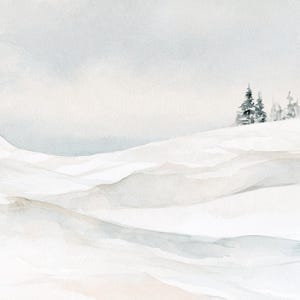 12 utskrivbara minimalistiska vinlandskap, abstrakta scenografier, utskrivbara JPG-bilder, snölandskap, vinterbergskonst, julkort