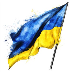 Stampa bandiera ucraina, acquerello, carta bandiera ucraina, 10 Clip Art, JPG stampabili, Gloria dell'Ucraina, uso commerciale