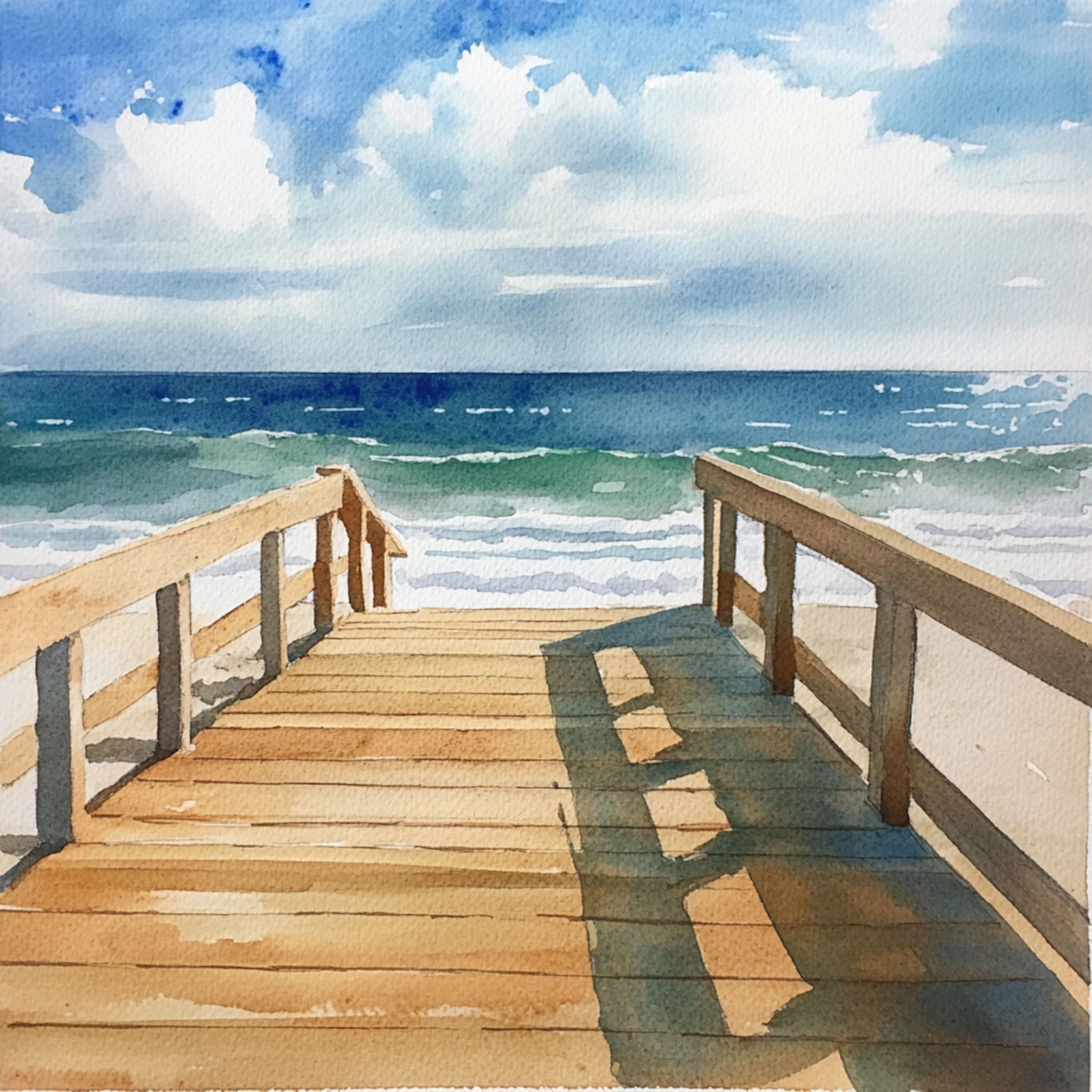 10 Printable Sea Landscape, Sea Desk Beach Watercolor Art, Athlantic ...