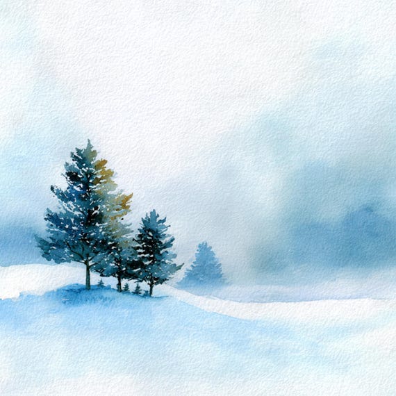 冬の風景 水彩画 D. D. A. 10 印刷可能な風景、抽象的な水彩画、クリスマスの風景、印刷可能な