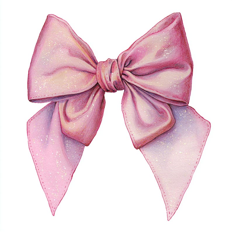12 Printable Pink Bows, Watercolor Bows Clip Art, Bow With Subtle ...