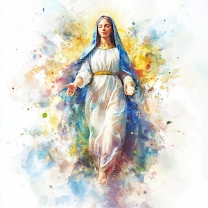 10 afdrukbare vrouw uit de bijbelse tijden, aquarel pasen print, bijbelse Maria, paascadeaukaart, Maagd Maria clipart, moeder Maria