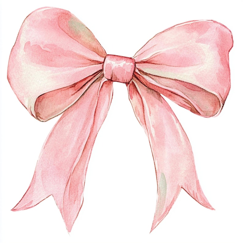 10 Laços Rosa Imprimíveis, Clipart de Laços em Aquarela, JPGs ...