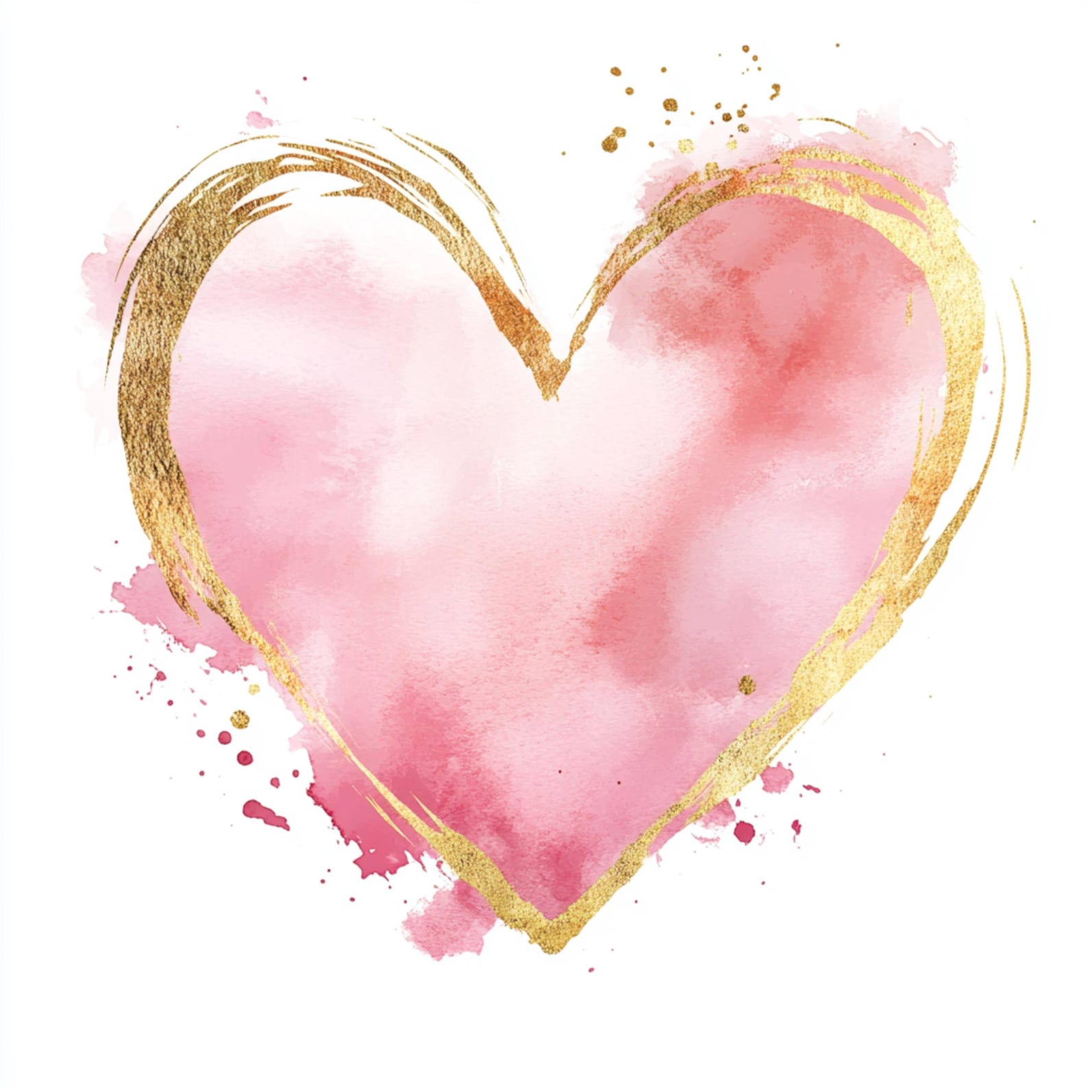 Printable Pink and Gold Heart Frame, Watercolor Rose Gold Hearts, Frame ...