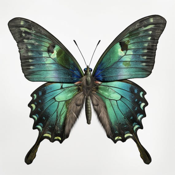10 Printable Gfeen Butterfly, Papilio Palinurus, Emerald