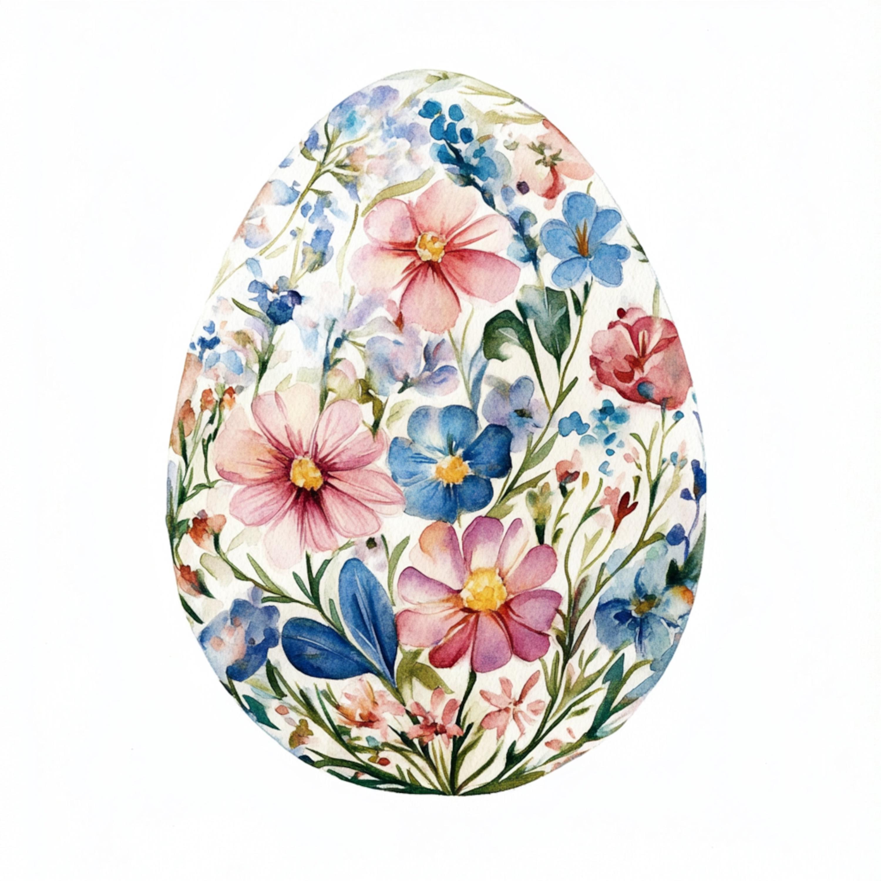 10 Printable Floral Easter Egg, Watercolor Easter Eggs Art, Easter Gift ...