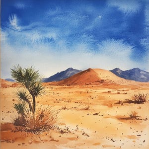 10 paisajes desérticos imprimibles, arte de acuarela del desierto, imágenes prediseñadas del desierto, pintura del desierto, uso comercial, impresión del desierto